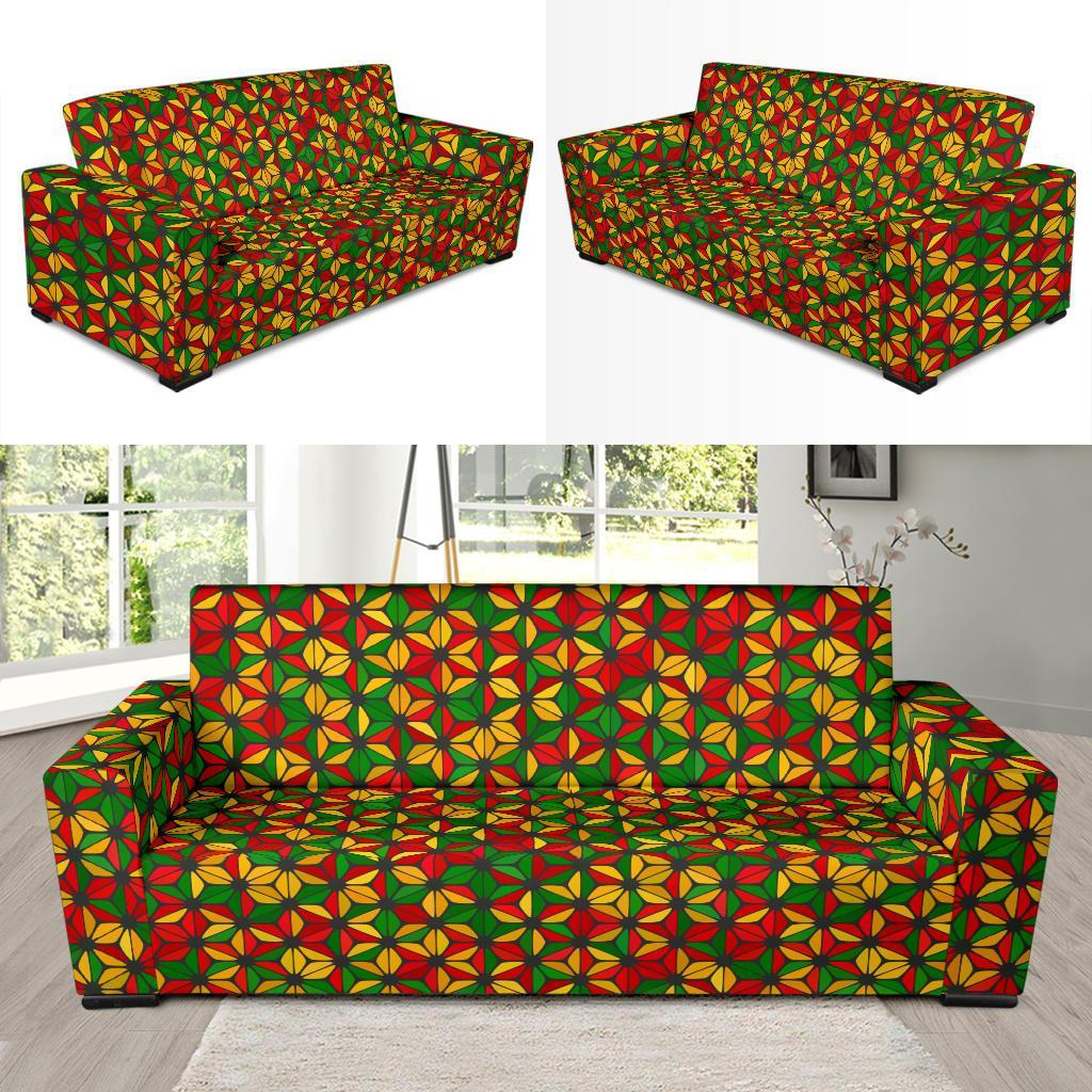 Reggae Rasta Print Pattern Sofa Covers-grizzshop