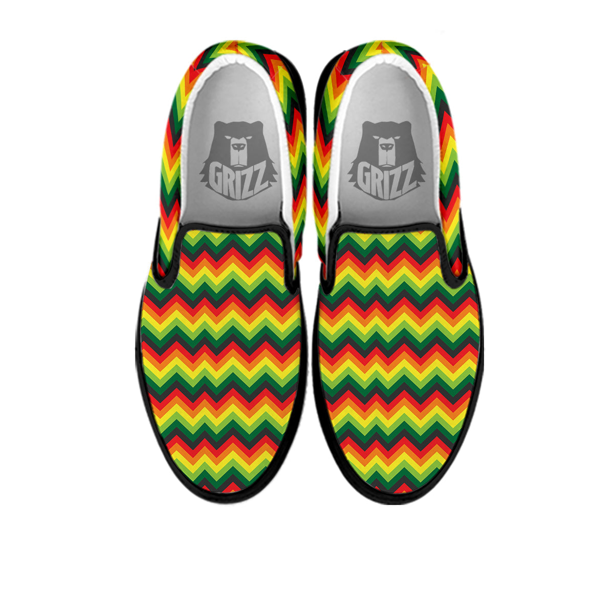 Reggae Zig Zag Print Pattern Black Slip On Shoes-grizzshop