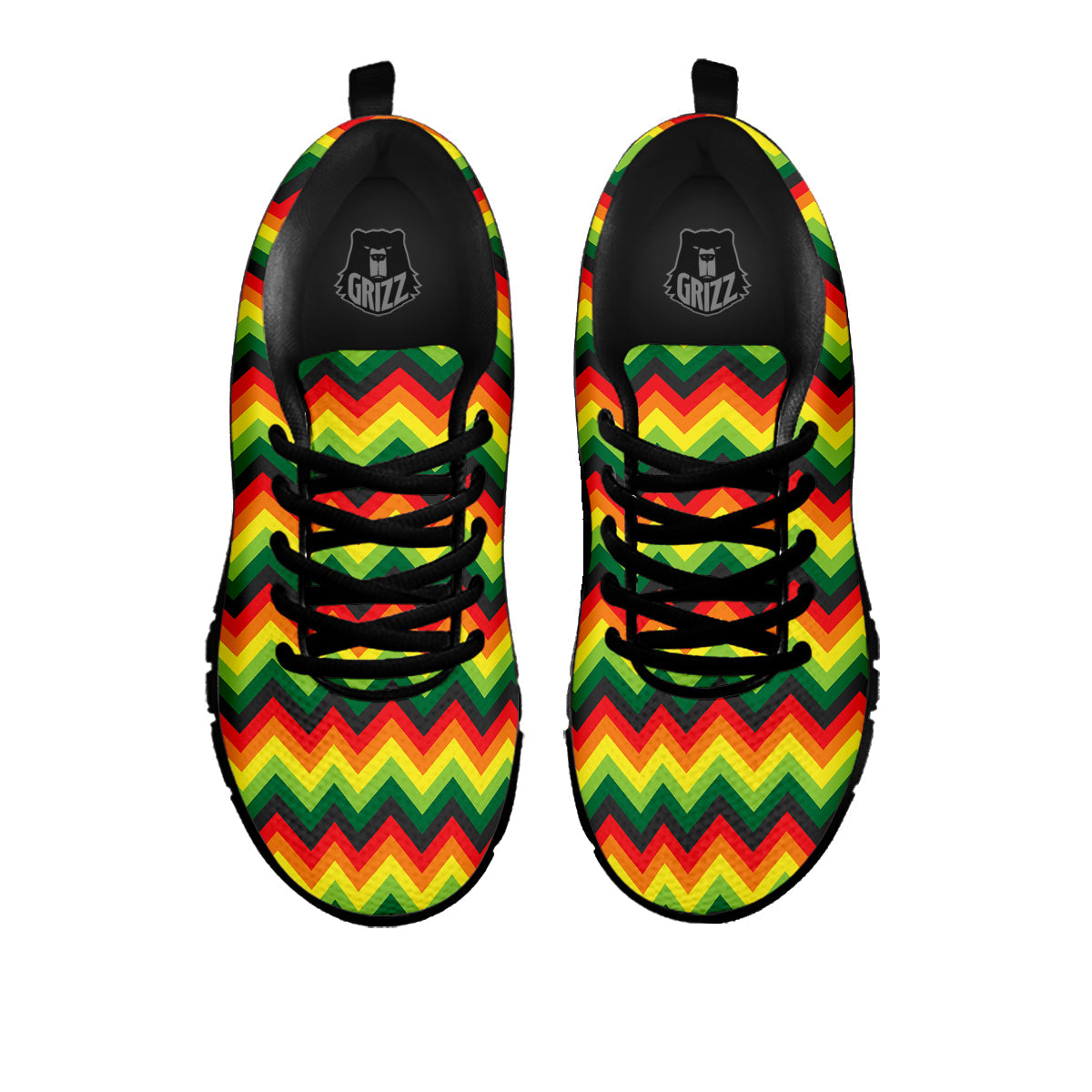 Reggae Zig Zag Print Pattern Black Sneaker-grizzshop