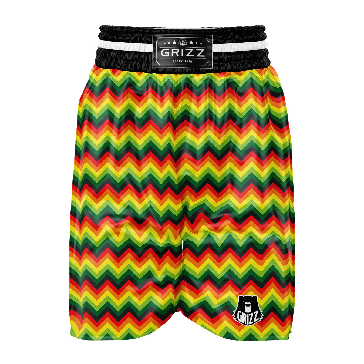 Reggae Zig Zag Print Pattern Boxing Shorts-grizzshop