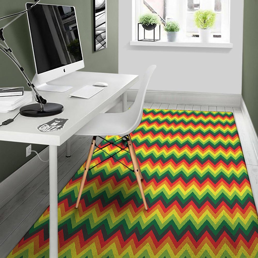 Reggae Zig Zag Print Pattern Floor Mat-grizzshop
