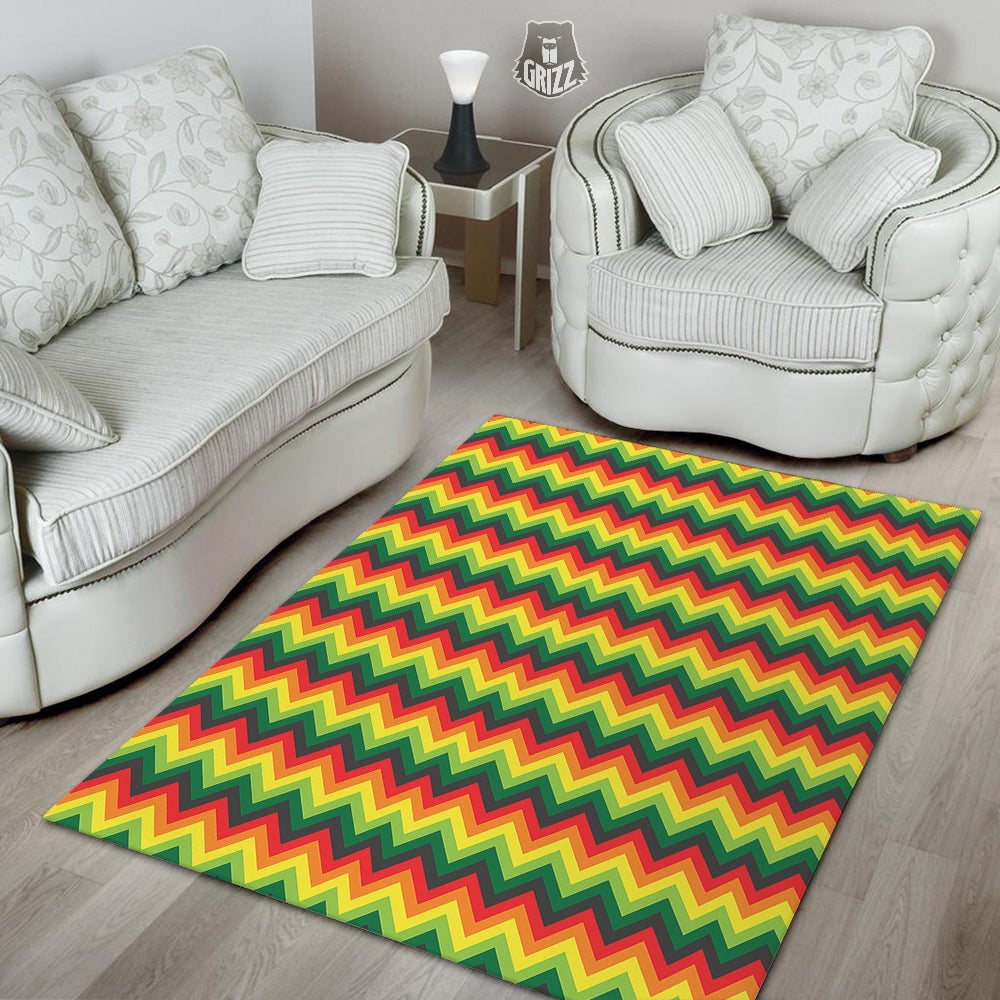 Reggae Zig Zag Print Pattern Floor Mat-grizzshop