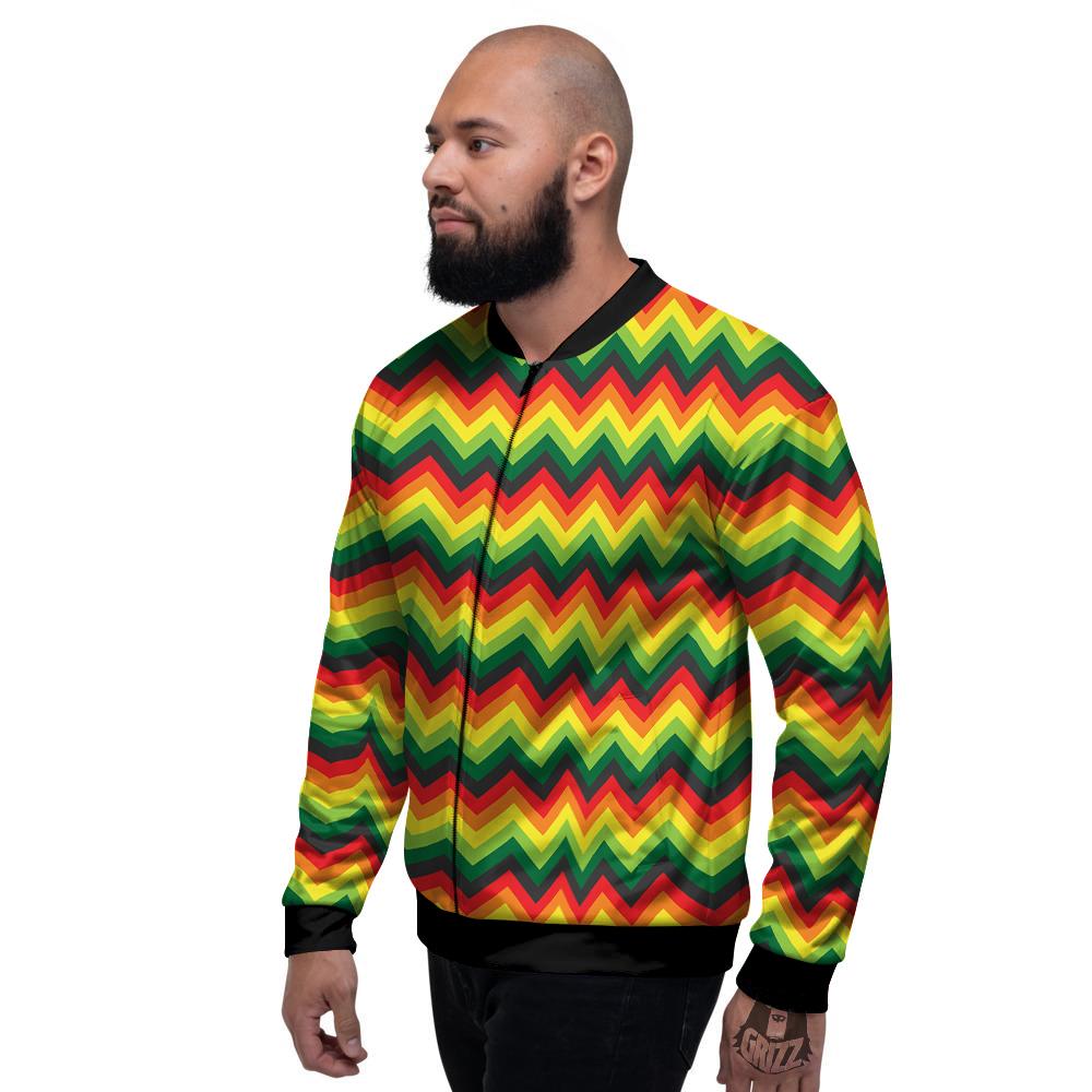 Reggae Zig Zag Print Pattern Men's Bomber Jacket-grizzshop