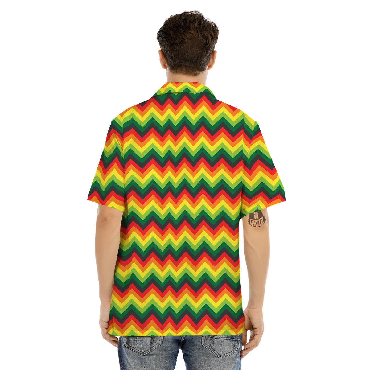 Reggae Zig Zag Print Pattern Men's Hawaiian Shirt-grizzshop