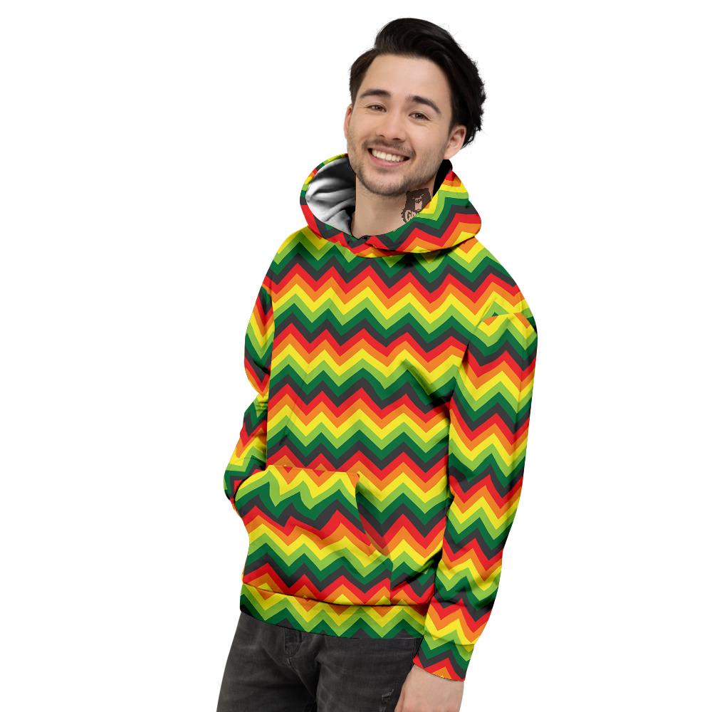 Reggae Zig Zag Print Pattern Men's Hoodie-grizzshop