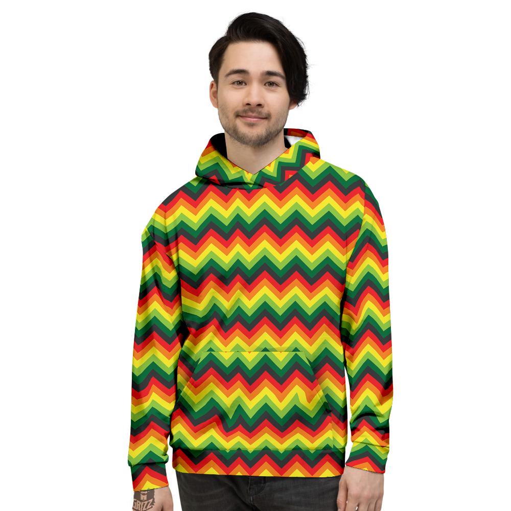 Reggae Zig Zag Print Pattern Men's Hoodie-grizzshop