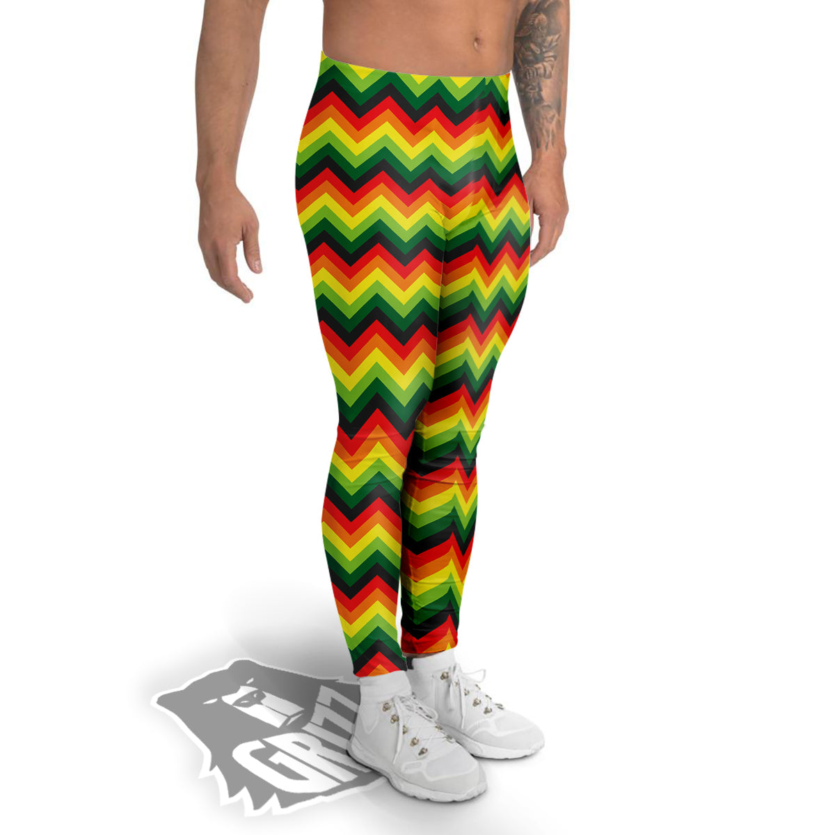 Reggae Zig Zag Print Pattern Men's Leggings-grizzshop
