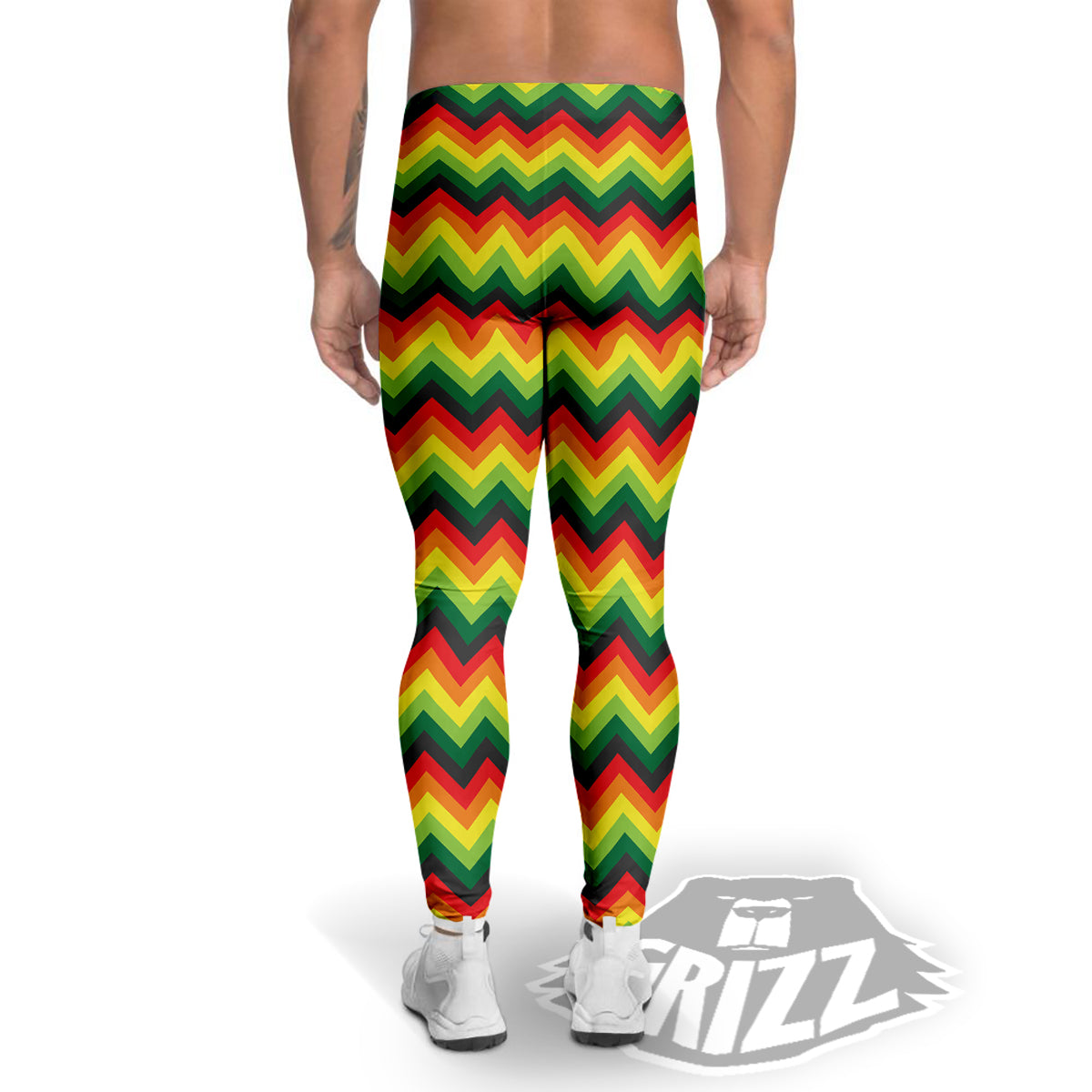 Reggae Zig Zag Print Pattern Men's Leggings-grizzshop