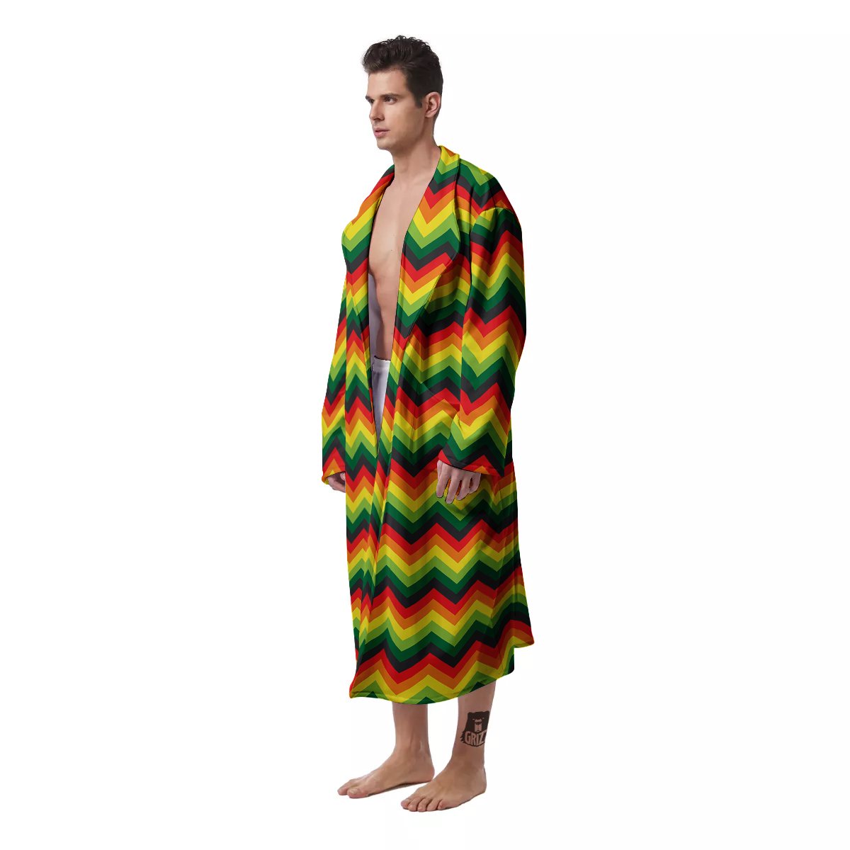 Reggae Zig Zag Print Pattern Men's Robe-grizzshop