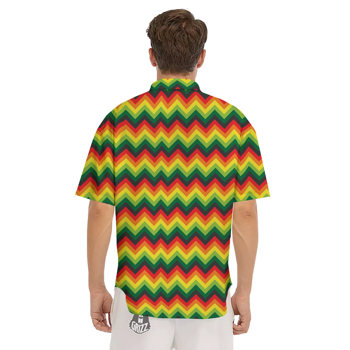 Reggae Zig Zag Print Pattern Men's Short Sleeve Shirts-grizzshop