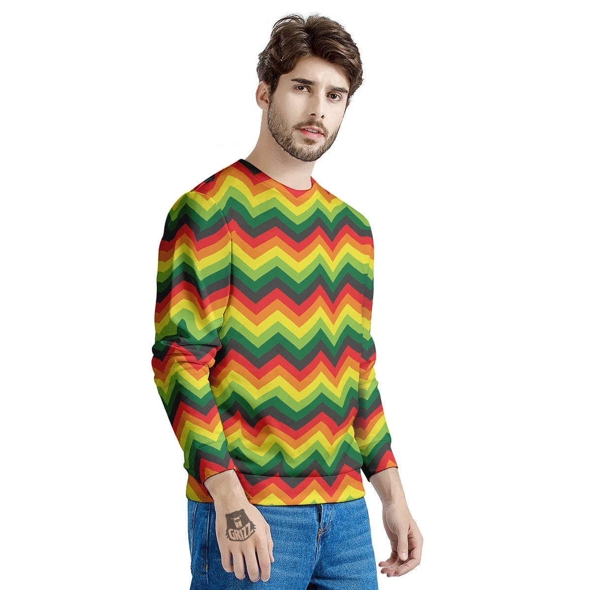 Reggae Zig Zag Print Pattern Men's Sweatshirt-grizzshop