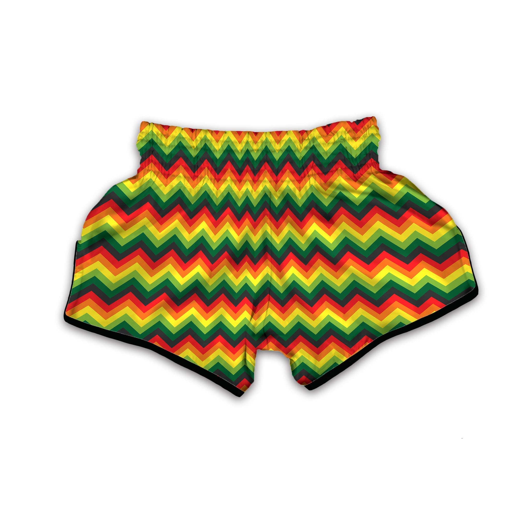 Reggae Zig Zag Print Pattern Muay Thai Boxing Shorts-grizzshop