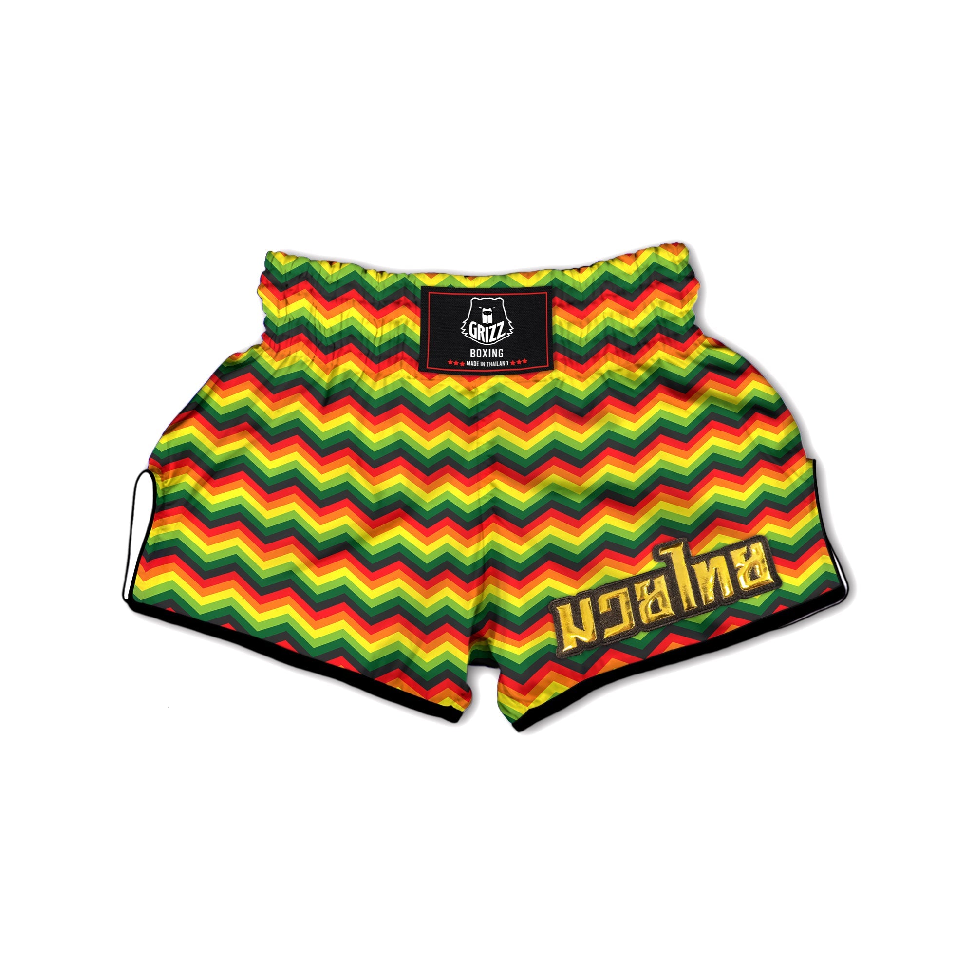 Reggae Zig Zag Print Pattern Muay Thai Boxing Shorts-grizzshop