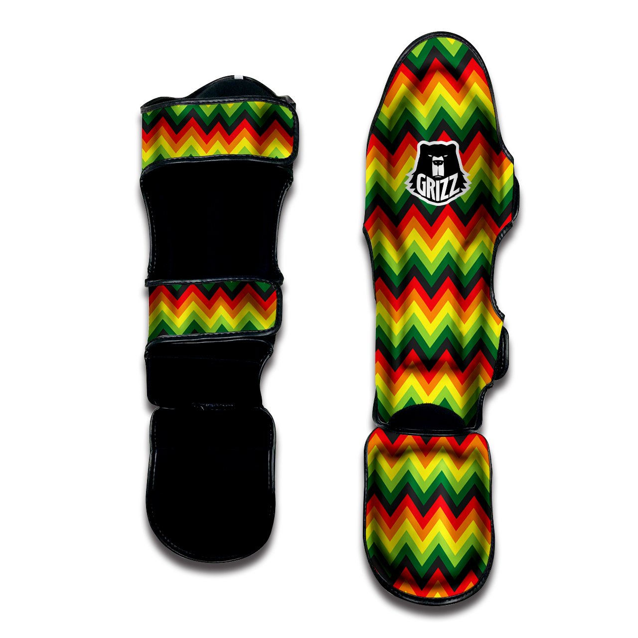 Reggae Zig Zag Print Pattern Muay Thai Shin Guards-grizzshop