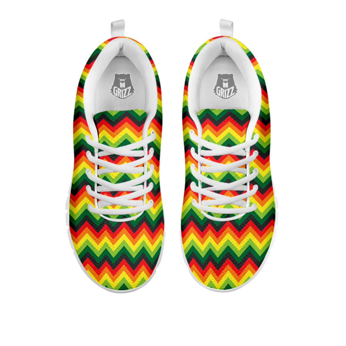 Reggae Zig Zag Print Pattern White Sneaker-grizzshop