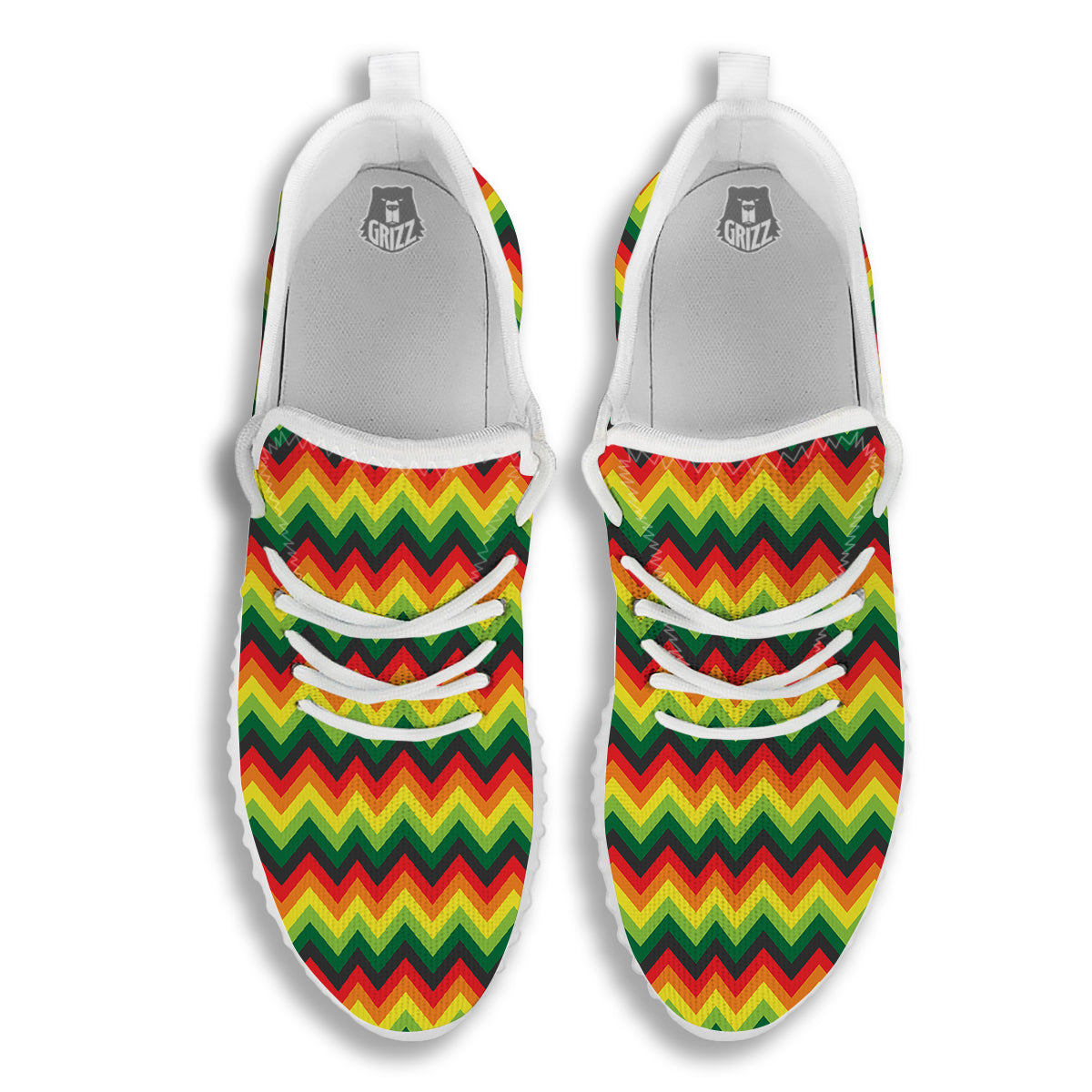 Reggae Zig Zag Print Pattern White Walking Shoes-grizzshop