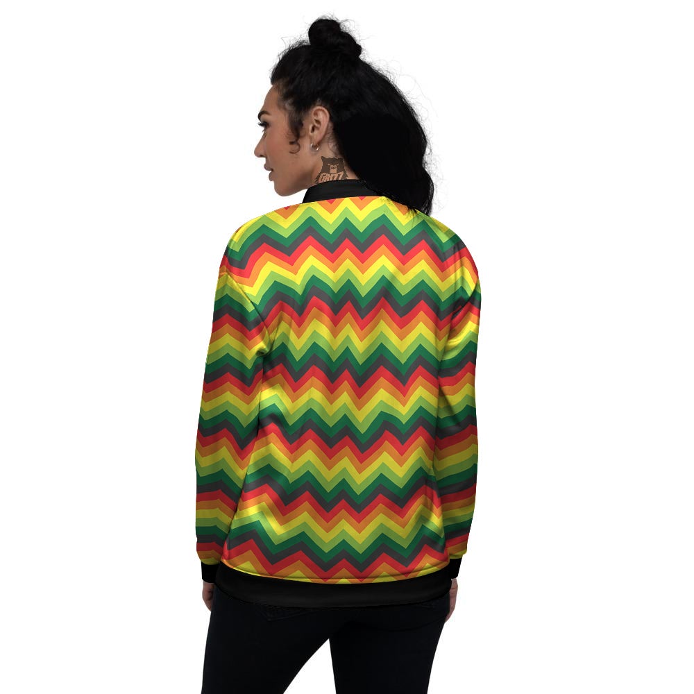 Reggae Zig Zag Print Pattern Women's Bomber Jacket-grizzshop
