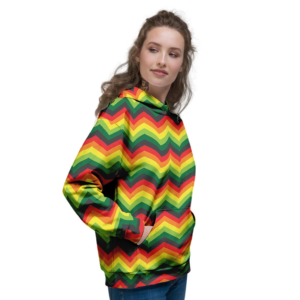 Reggae Zig Zag Print Pattern Women's Hoodie-grizzshop