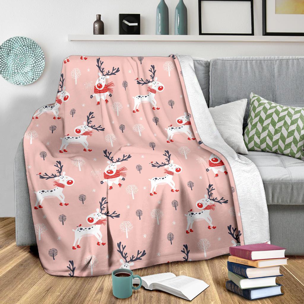 Reindeer Christmas Pattern Print Blanket-grizzshop