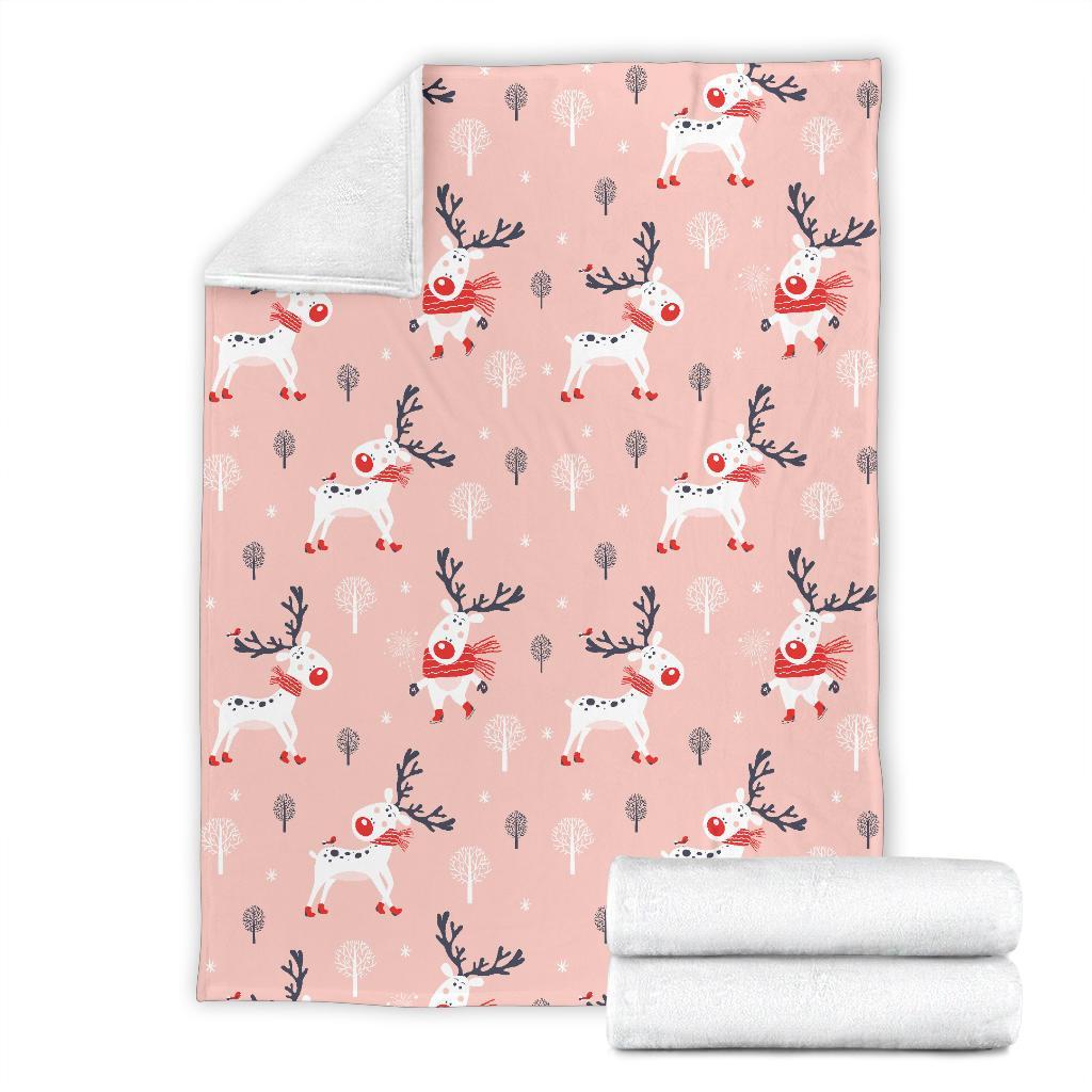 Reindeer Christmas Pattern Print Blanket-grizzshop
