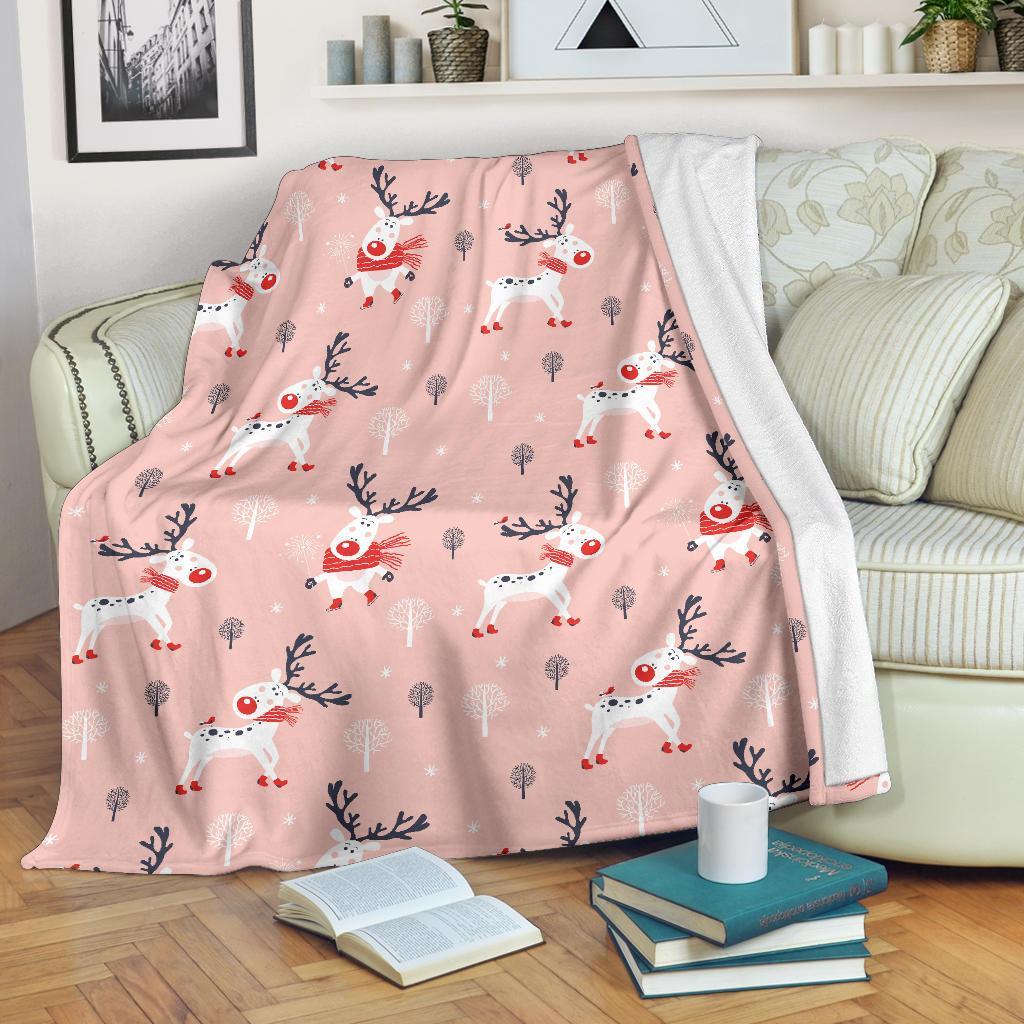 Reindeer Christmas Pattern Print Blanket-grizzshop