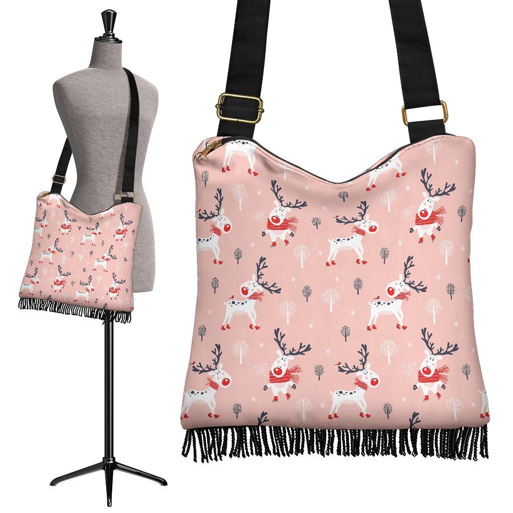 Reindeer Christmas Pattern Print Crossbody Bags-grizzshop