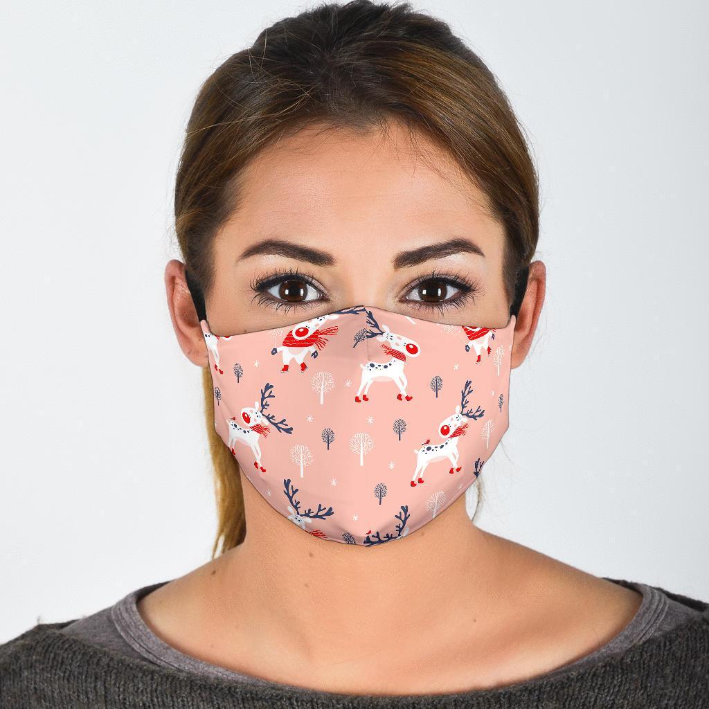 Reindeer Christmas Pattern Print Face Mask-grizzshop