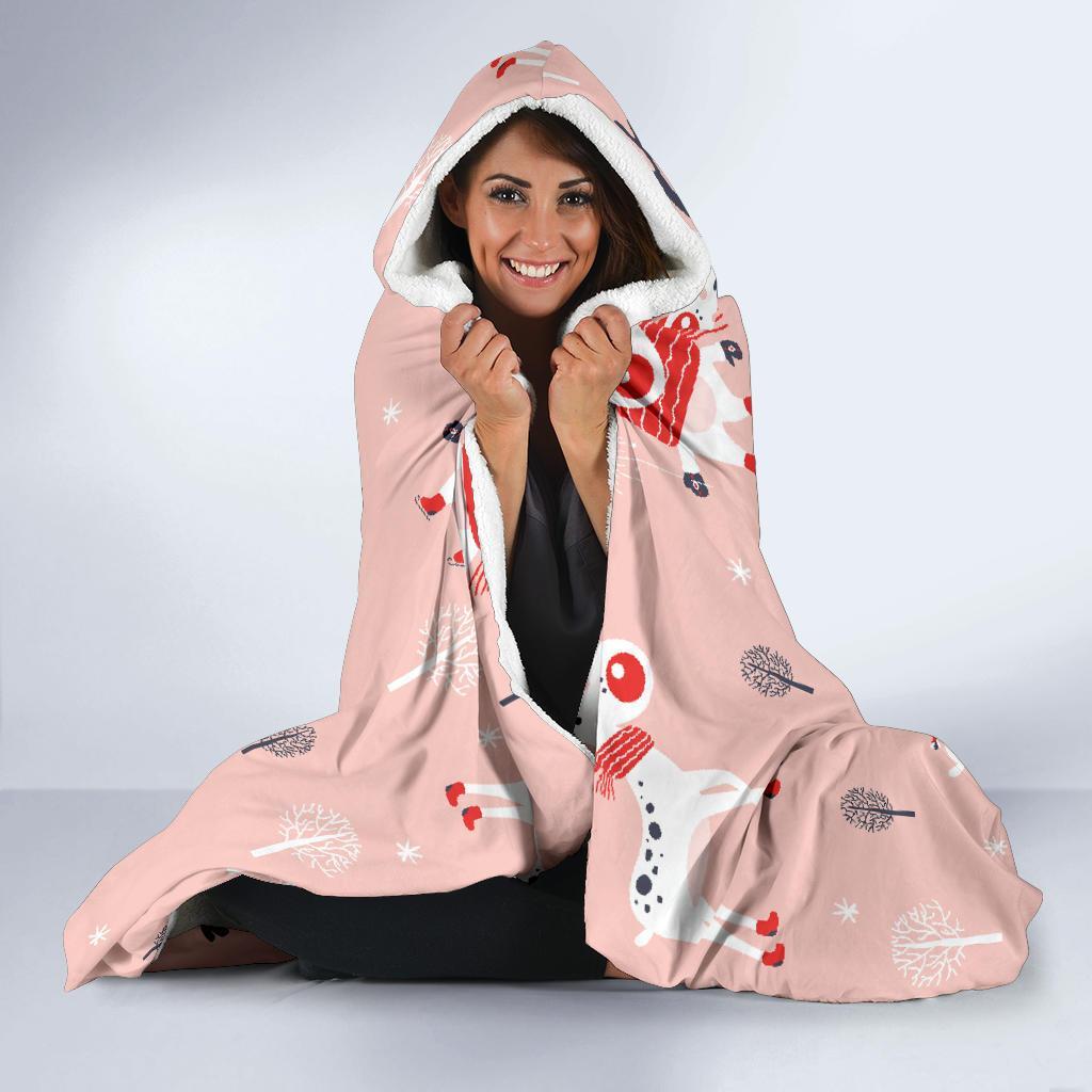 Reindeer Christmas Pattern Print Hooded Blanket-grizzshop
