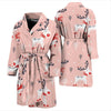 Reindeer Christmas Pattern Print Men Long Robe-grizzshop