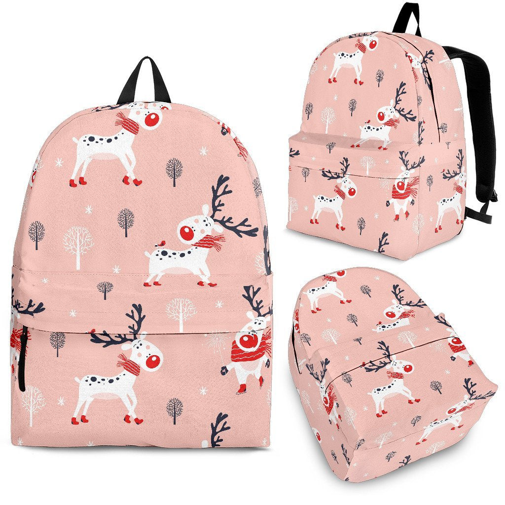 Reindeer Christmas Pattern Print Premium Backpack-grizzshop