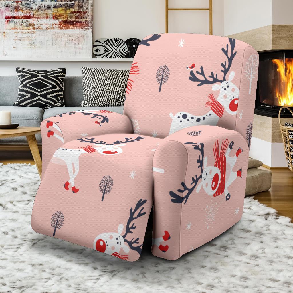 Reindeer Christmas Pattern Print Recliner Cover-grizzshop