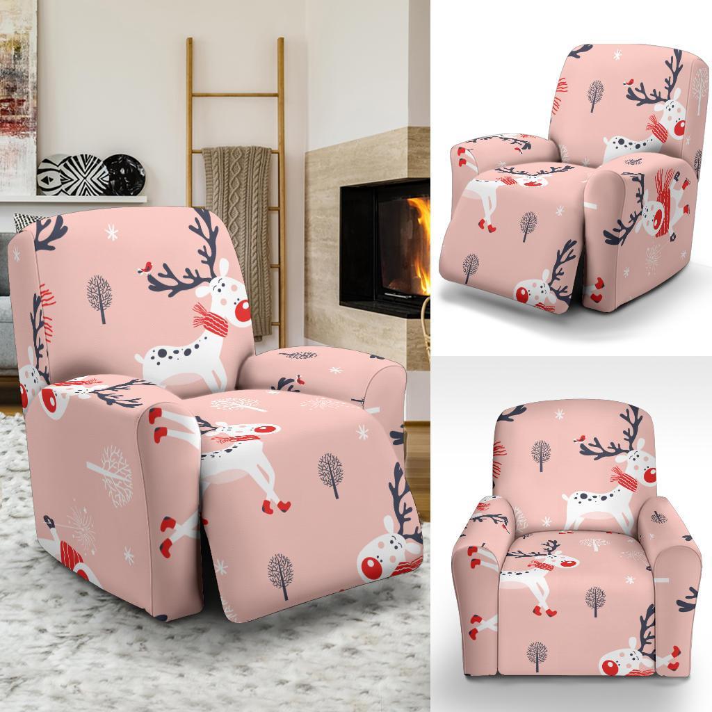 Reindeer Christmas Pattern Print Recliner Cover-grizzshop