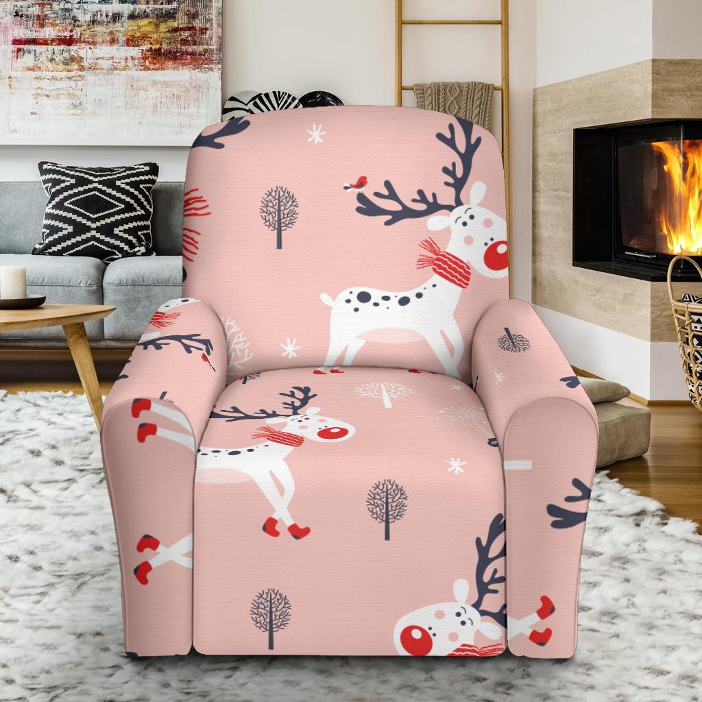 Reindeer Christmas Pattern Print Recliner Cover-grizzshop