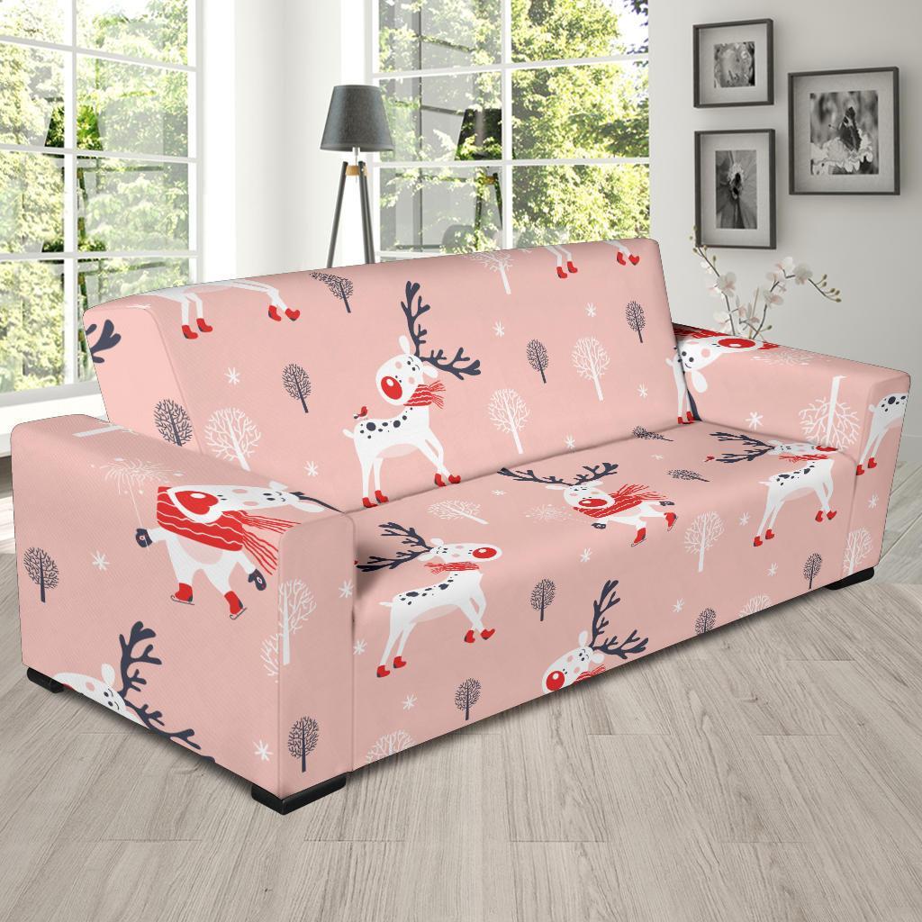 Reindeer Christmas Pattern Print Sofa Covers-grizzshop