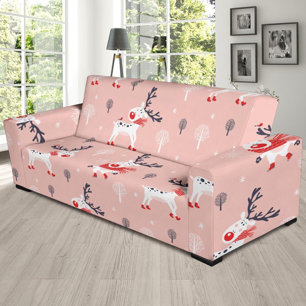 Reindeer Christmas Pattern Print Sofa Covers-grizzshop