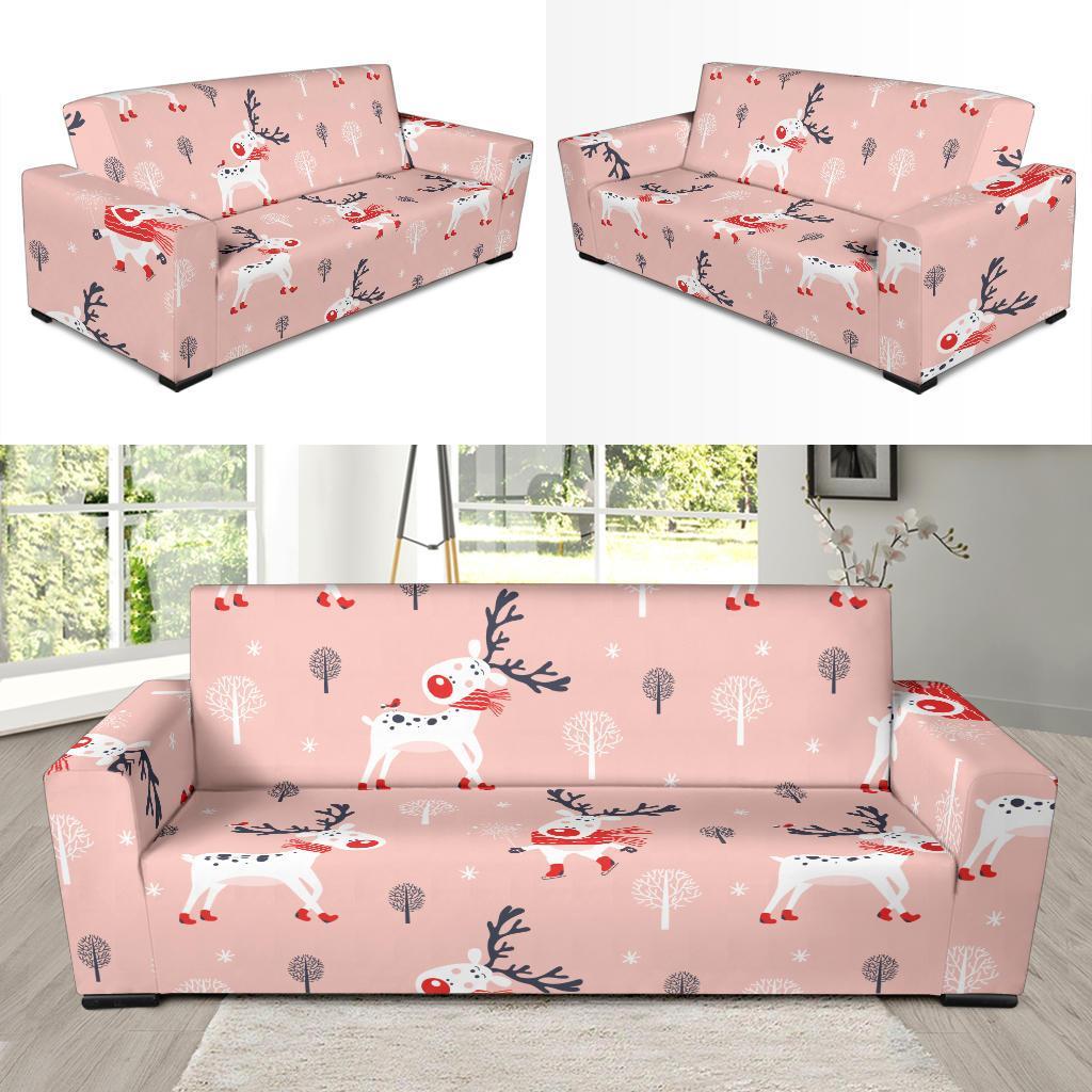 Reindeer Christmas Pattern Print Sofa Covers-grizzshop