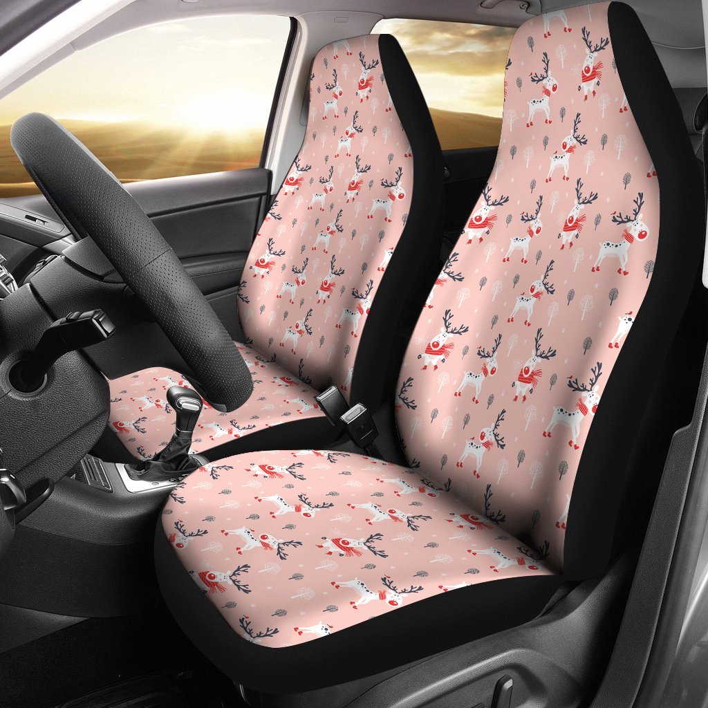 Reindeer Christmas Pattern Print Universal Fit Car Seat Cover-grizzshop