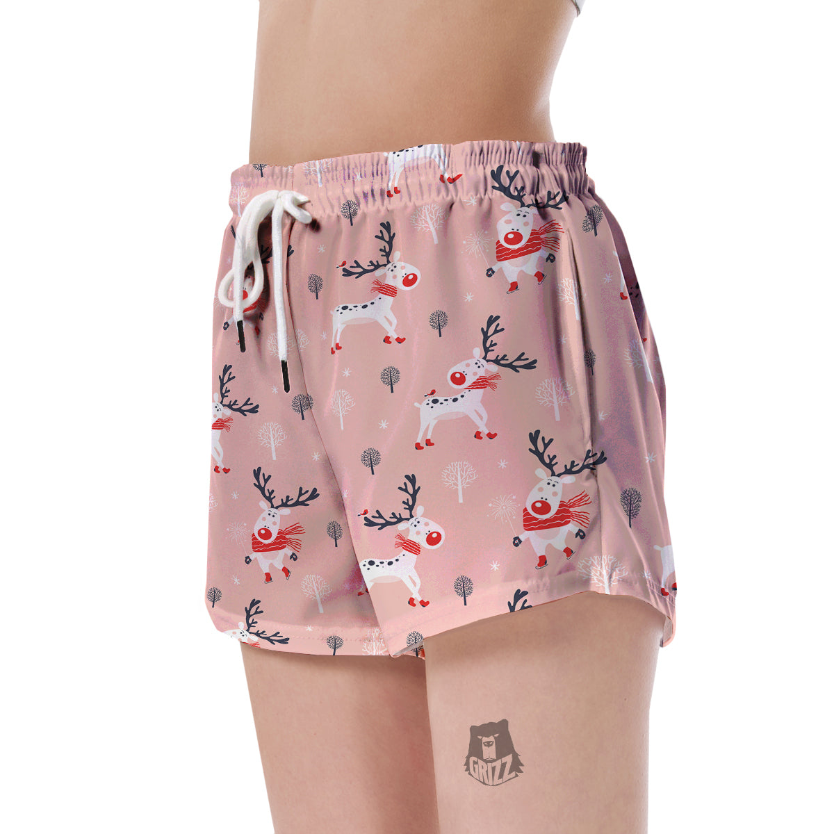 Reindeer Christmas Pattern Print Women's Shorts-grizzshop