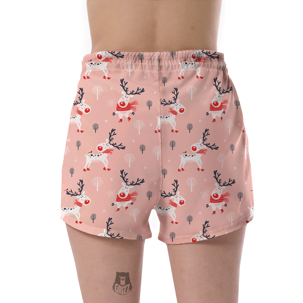 Reindeer Christmas Pattern Print Women's Shorts-grizzshop