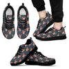 Reindeer Christmas Print Pattern Black Sneaker Shoes For Men Women-grizzshop