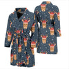 Reindeer Christmas Print Pattern Men Long Robe-grizzshop