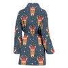 Reindeer Christmas Print Pattern Pattern Print Women Long Robe-grizzshop