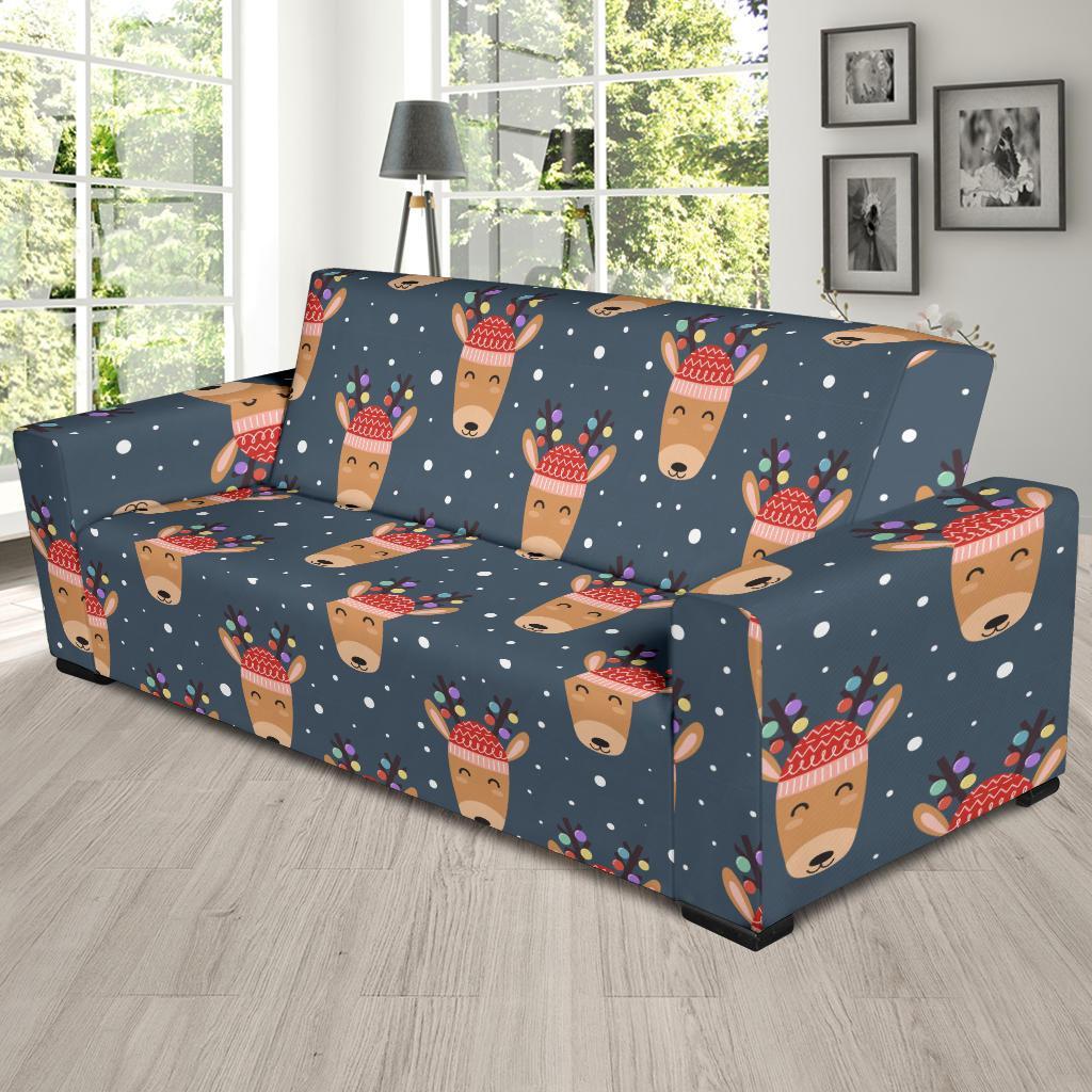 Reindeer Christmas Print Pattern Sofa Covers-grizzshop