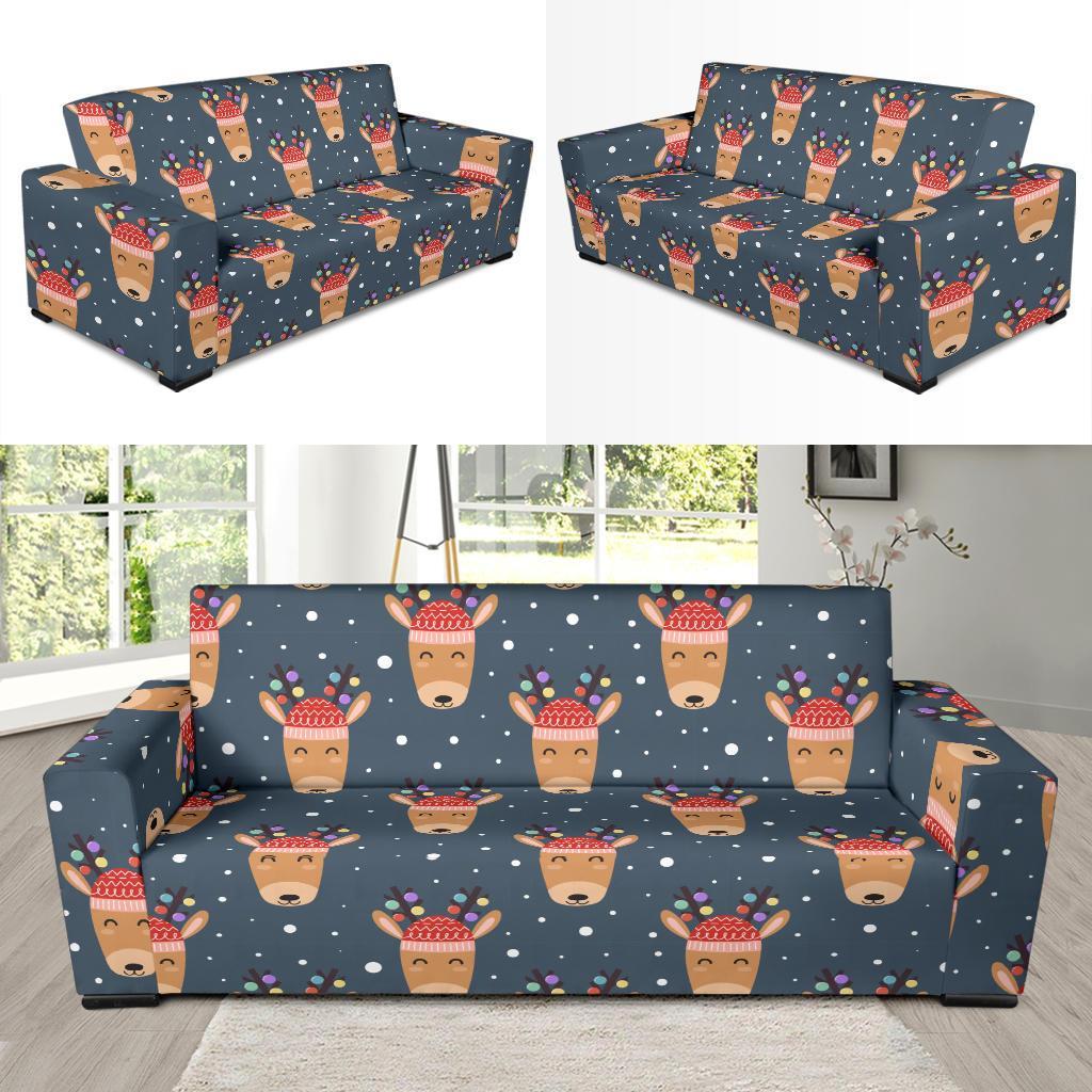 Reindeer Christmas Print Pattern Sofa Covers-grizzshop