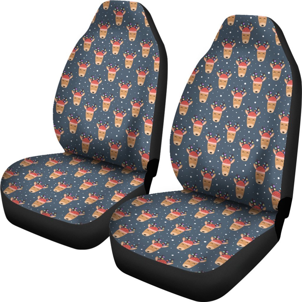 Reindeer Christmas Print Pattern Universal Fit Car Seat Cover-grizzshop