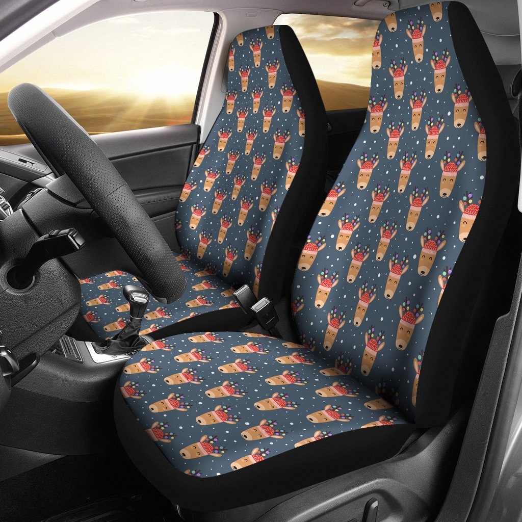 Reindeer Christmas Print Pattern Universal Fit Car Seat Cover-grizzshop