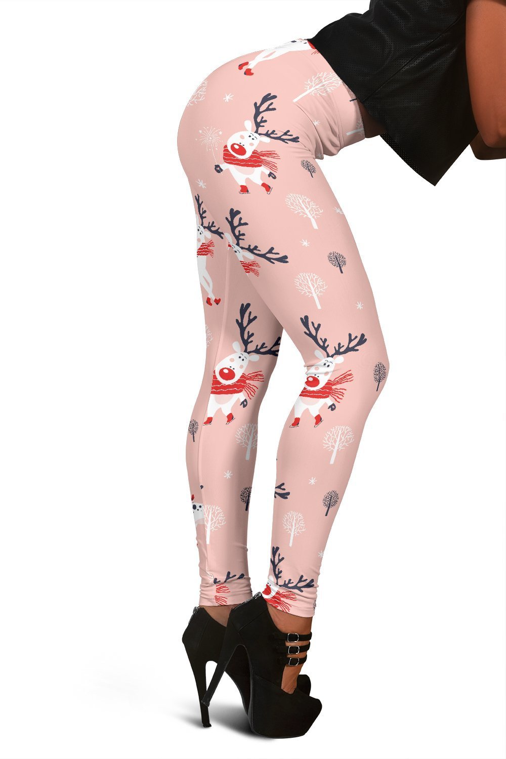 Reindeer Christmas Print Pattern Women Leggings-grizzshop