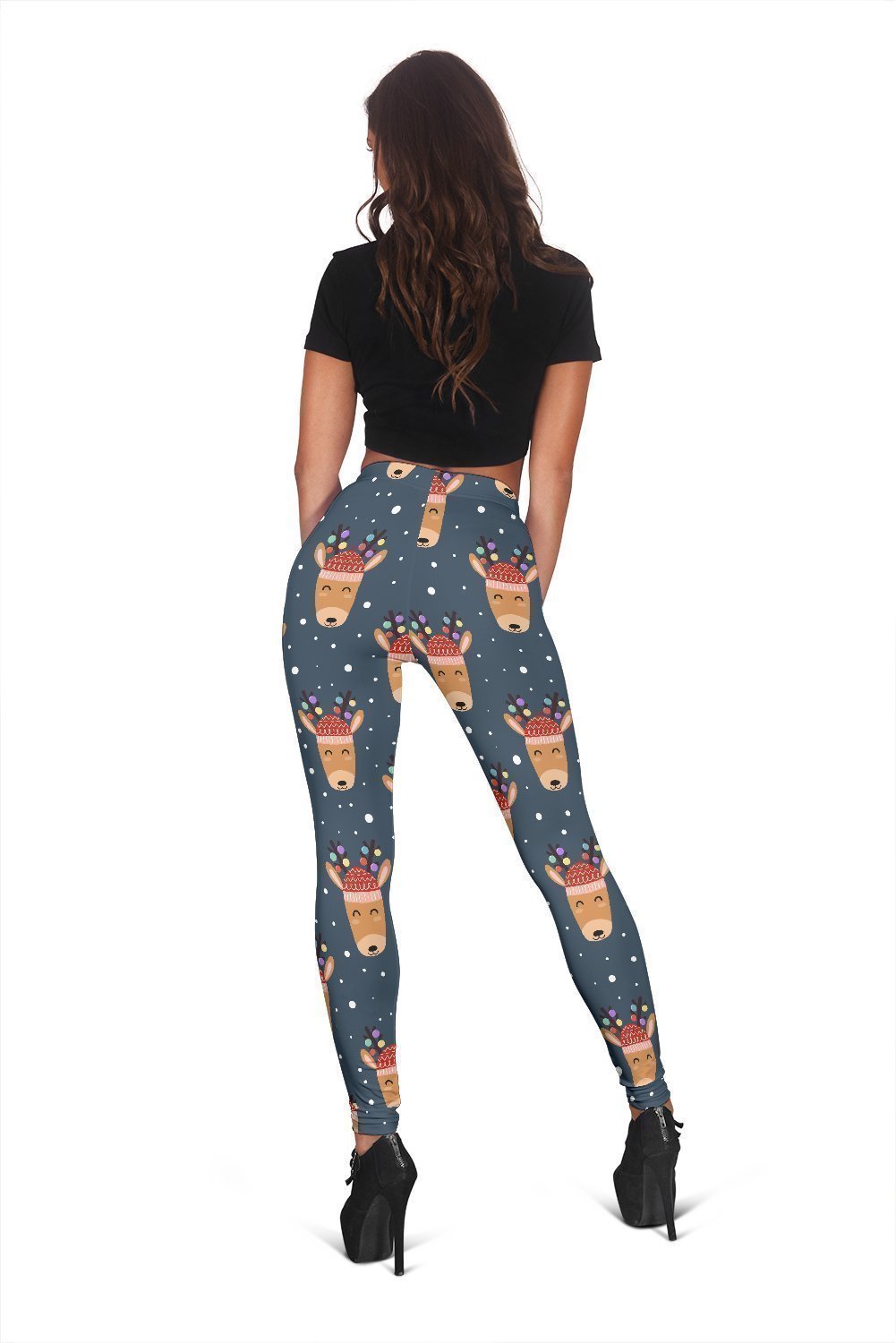 Reindeer Christmas Print Pattern Women Leggings-grizzshop