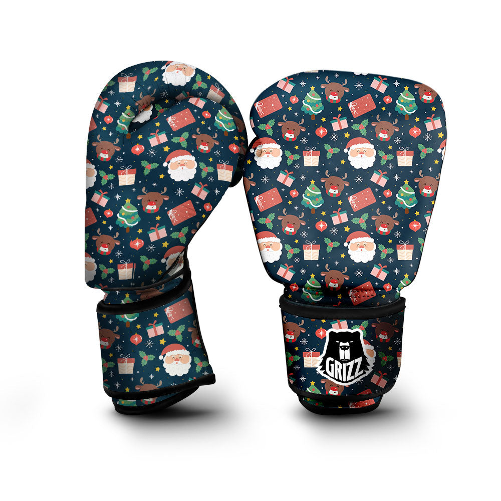 Reindeer Christmas Santa Print Pattern Boxing Gloves-grizzshop