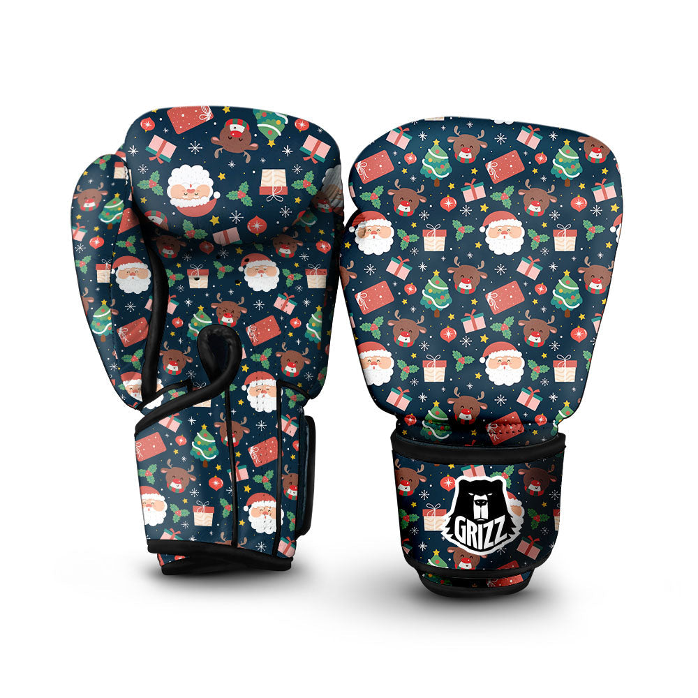Reindeer Christmas Santa Print Pattern Boxing Gloves-grizzshop